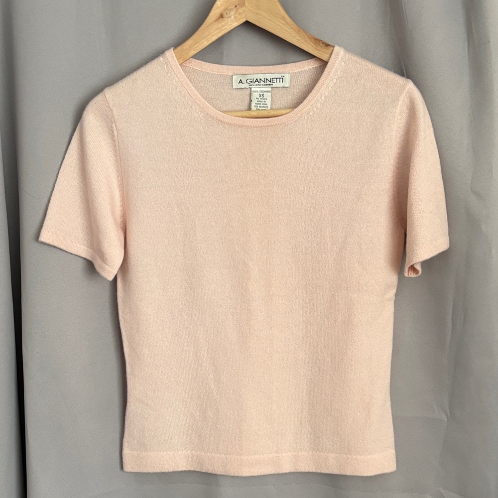 Vintage 90s Quiet Luxury Light Pink 100% Cashmere Top- size XS